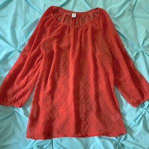Old Navy Sheer Orange Blouse, Size XS